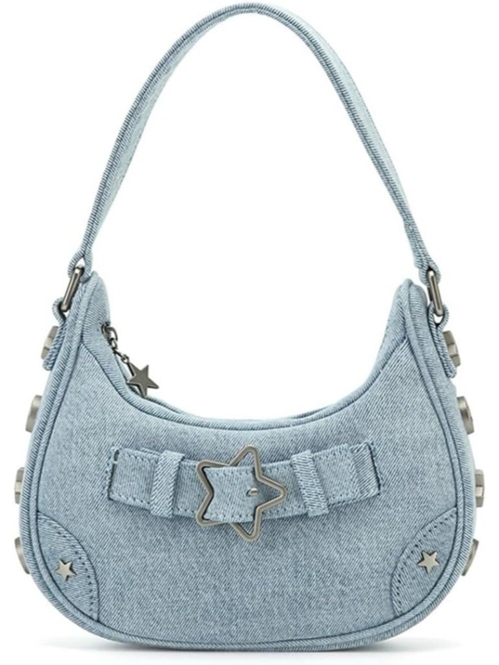 Women's Denim Blue Plaid Striped Woolden Cloth Shoulder Handbag Tote Bag